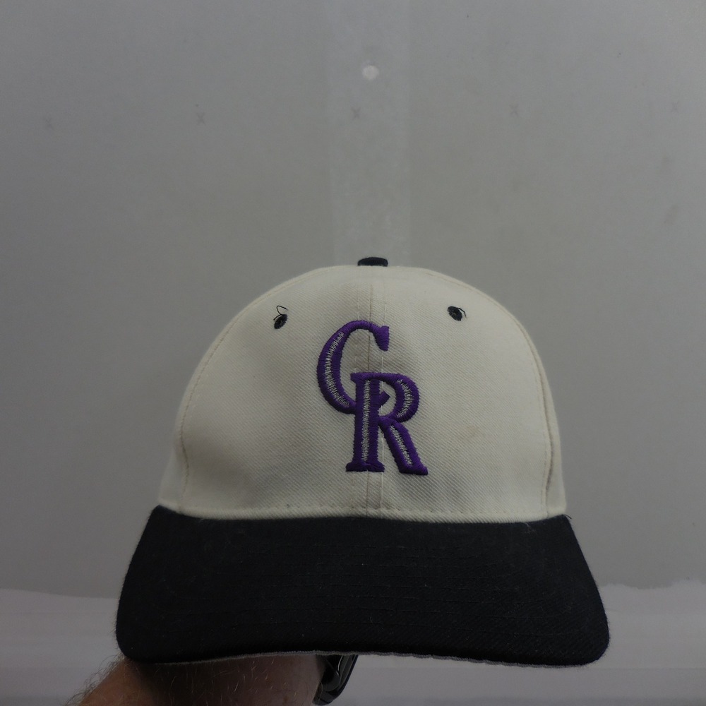 Vintage Colorado Rockies New Era 5950 Pro Model Fitted Hat Cream Wool XS 6.75